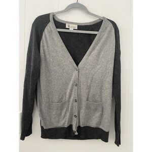 2 Sisters Gray Wool Angora Blend Cardigan V-neck Sweater Size L